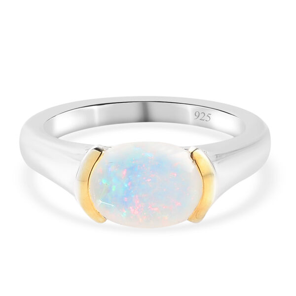 Nat&uuml;rlicher &Auml;thiopischer Opal Ring 925 Silber Zweifarbige Beschichtung