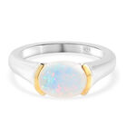 Natürlicher Äthiopischer Opal Ring 925 Silber Bicolor (Größe 21.00) ca. 1,08 ct