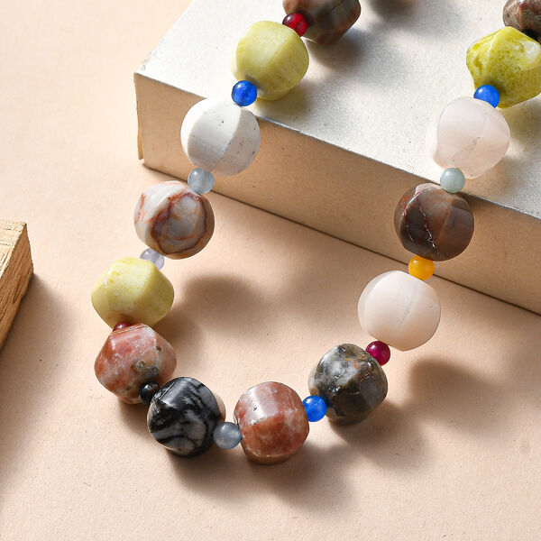 Mehrfarbiges Jaspis und Multi Edelstein 45+5cm Halskette - 430 ct. image number 2