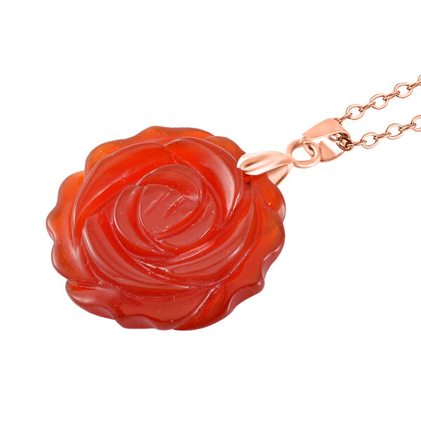 2er Set - Handgeschnitzter Gef&auml;rbter roter Achat Anh&auml;nger mit Kette und Ring (Gr&ouml;&szlig;e 17.00), rosefarben, ca. 30.00 ct image number 7