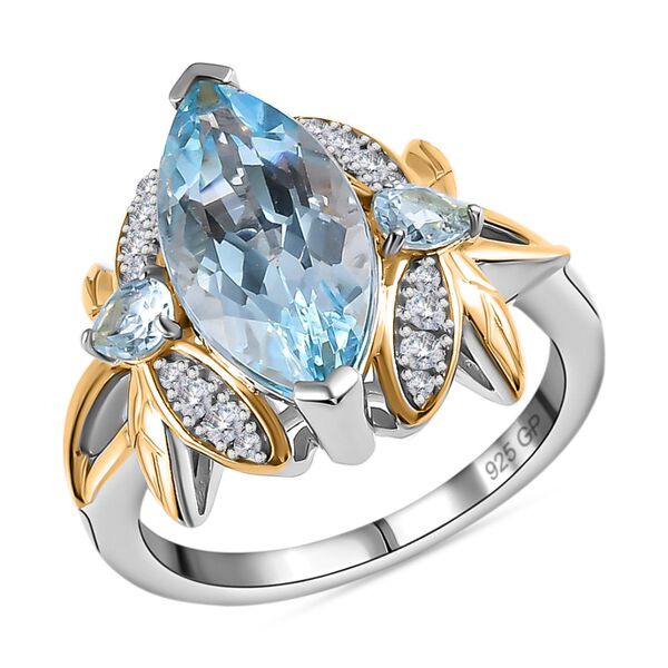 GP Trionfo Kollektion - Himmelblauer Topas, Zirkon und blauer Saphir-Ring - 5,61 ct. image number 4