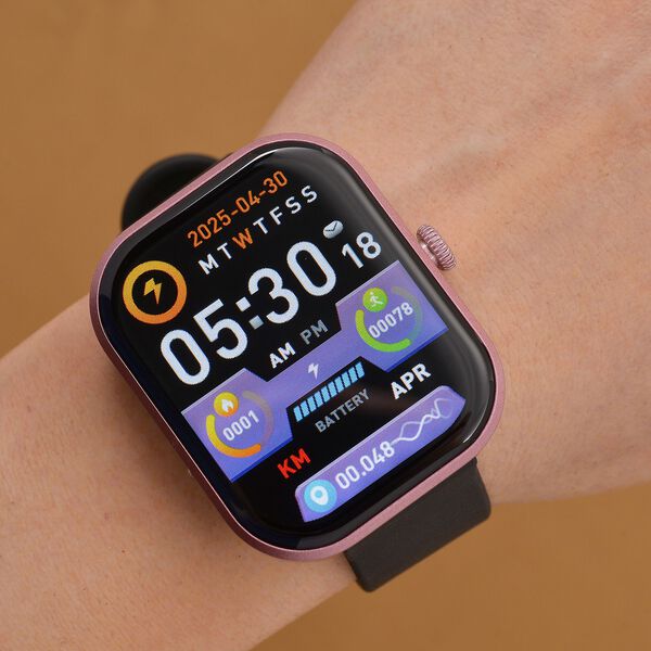 G21 Smartwatch, 2.01 Zoll HD Display, Pink-Schwarzes Silikonarmband image number 2