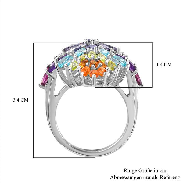 Mehrfarbiger Edelstein Ring, 925 Silber rhodiniert (Größe 21.00) ca. 6.12 ct image number 7