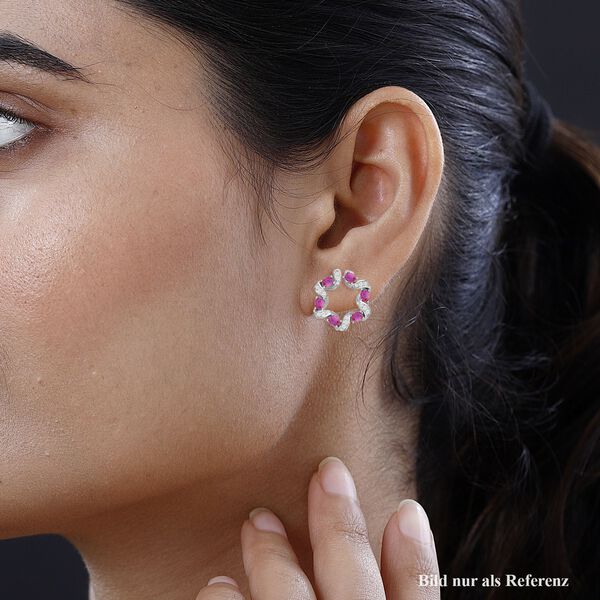 Rosa und wei&szlig;e Zirkonia-Ohrringe image number 3