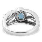 London Blauer Topas und Zirkon Ring 925 Silber Platin-Überzug image number 5