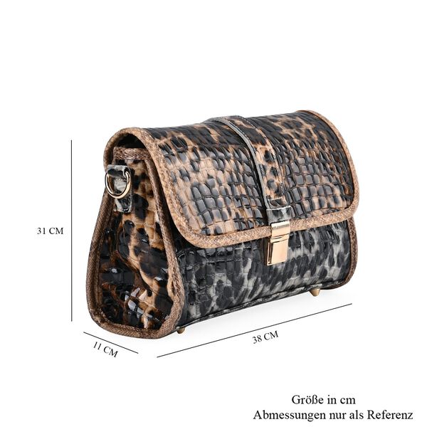 Chaos by Elsie- Crossbody Tasche aus Echtleder mit RFID Schutz und Leopardenmuster, Kaffee image number 7