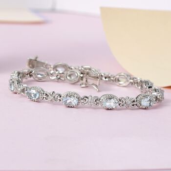 Espirito Santo Aquamarin und Zirkon Armband, ca. 20 cm, ca. 5,75 ct