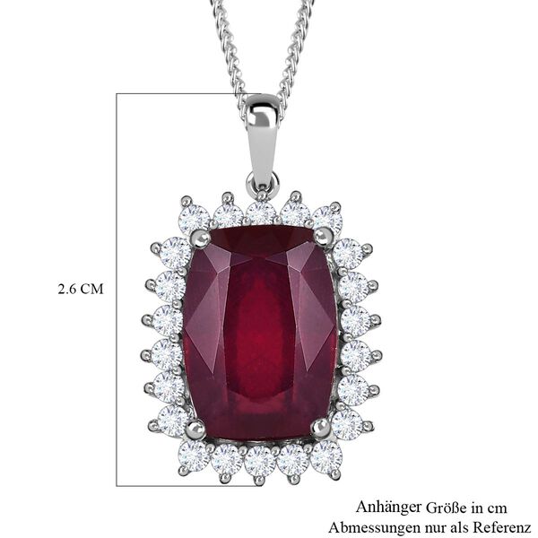 AAA afrikanischer Rubin und Moissanit-Halo-Anh&auml;nger mit Kette in Silber image number 7