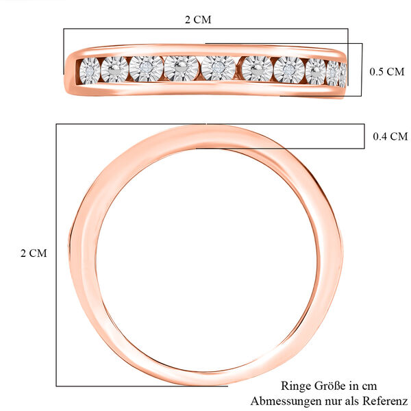 Half Eternity Ring mit Diamantakzenten, 925 Silber 750 ros&eacute;vergoldet image number 6