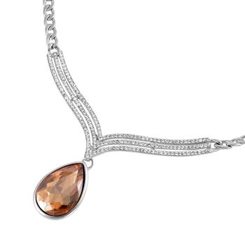 Champagner Kristall, wei&szlig;er Kristall Halskette ca. 50 cm