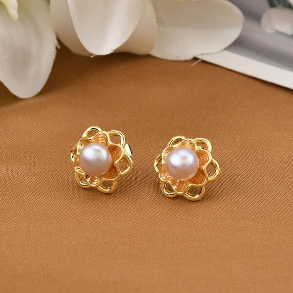 Lila Süßwasser Perle Ohrringe Nickelfreies Messing Standard image number 1