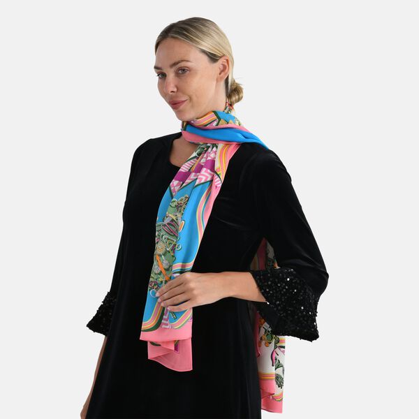 LA MAREY Signature Seidenschal aus 100% Maulbeerseide, 55 x 170 cm, Pink image number 3