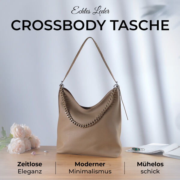 Hobo Umhängetasche aus Echtleder in Hellbraun image number 2