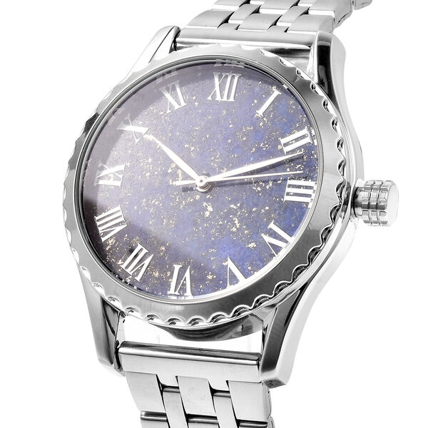 GENOA - Uhr mit echtem Edelsteinzifferblatt, Lapislazuli image number 2