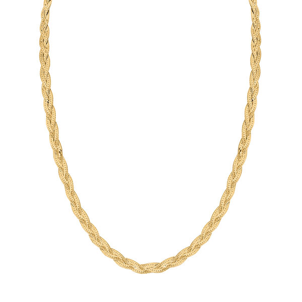 Geflochtene Fischgr&auml;tenkette 45 cm in 925 Silber vergoldet