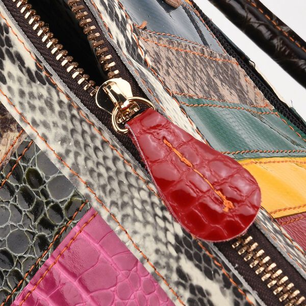 Chaos by Elsie Echtleder Crossbody-Tasche mit RFID-Schutz, 34x19x22cm, Kroko-Pr&auml;gung mit Rautenmuster, mehrfarbig image number 6