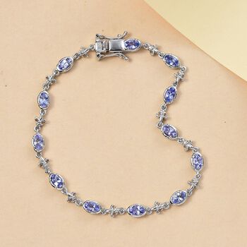 Tansanit Armband ca. 20 cm 925 Silber rhodiniert ca. 2,86 ct.