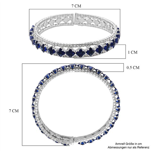 Blauer Zirkonia, Wei&szlig;er Zirkonia Armreif, Flexibles (ca. 18-19 cm), Nickelfreies Messing image number 5