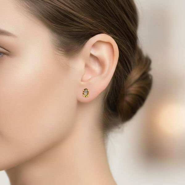 D'Joy Nat&uuml;rlicher goldener Tansanit Ohrringe 925 Silber vergoldet ca. 0,95 ct. image number 2