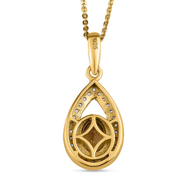 AA nat&uuml;rlicher, goldener Tansanit und Zirkon-Anh&auml;nger mit 50cm Kette - 0,90 ct. image number 4