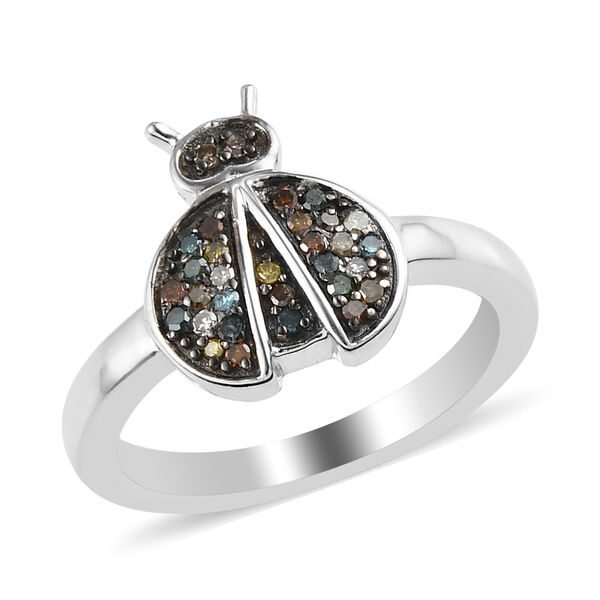 Blauer Diamant I4, Natürlicher Champagner Diamant Ring 925 Silber Platin-Überlagerung ca. 0,19 ct. image number 4