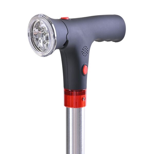 Klappbarer Smart-Walking-Stick mit drehbarem LED-Frontlicht und SOS-Alarm, Silber image number 5