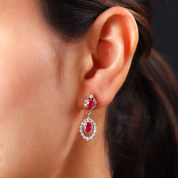 Afrikanische Rubin und Zirkon-Ohrhänger in Silber, 1,72 ct. image number 3