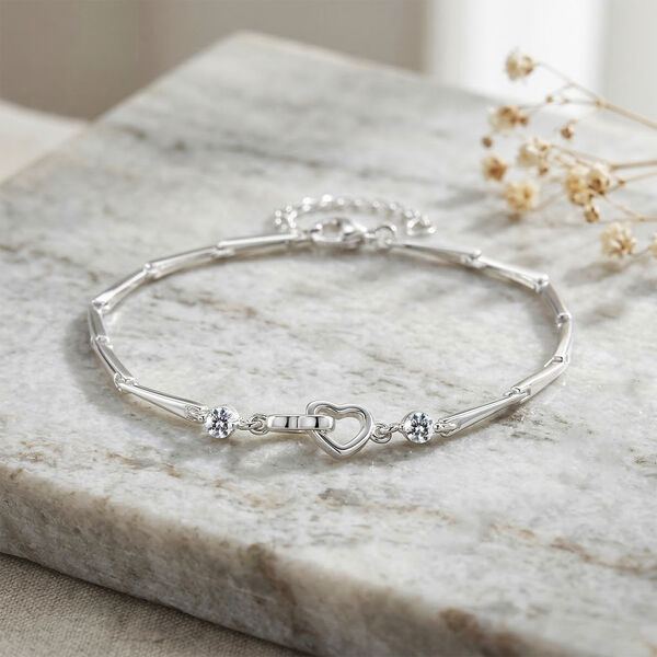 Wei&szlig;er Kristall Armband ca. 19 cm Messing image number 2