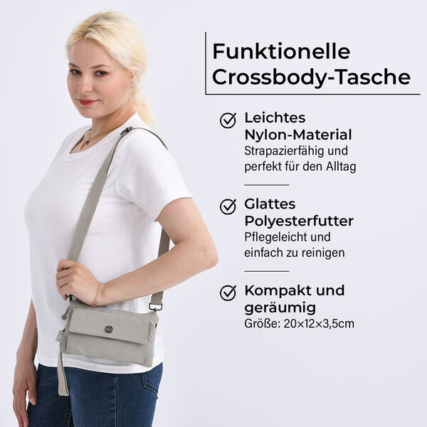 Crossbody Tasche, 20x12x3,5cm, Hellgrau image number 2