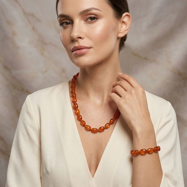 Synthetische Bernstein 45cm Halskette und 19cm Armband image number 2