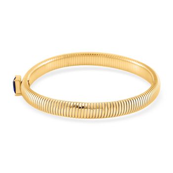 Blaues Kristall Armband, flexibel, Reiner Edelstahl, goldfarben