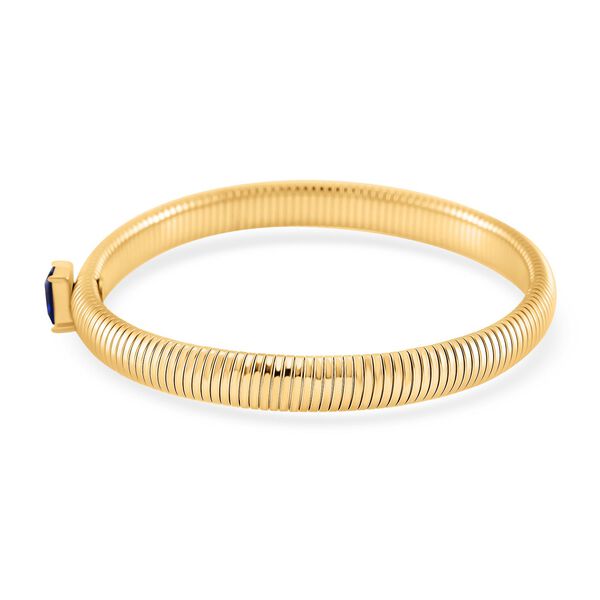 Blaues Kristall Armband, flexibel, Reiner Edelstahl, goldfarben image number 3