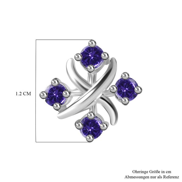 Designer Inspiriert XOXO Blauer Zirkonia Ohrringe 925 Silber image number 6