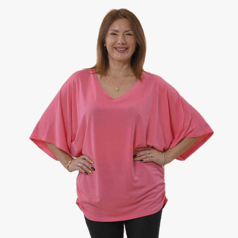 TAMSY - T-Shirt V-Ausschnitt, Einheitsgröße Rosa image number 0