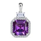 AAA Lab Grown Lila Saphir, Lab Grown Diamant Anhänger 417 Gold ca. 6.03 ct