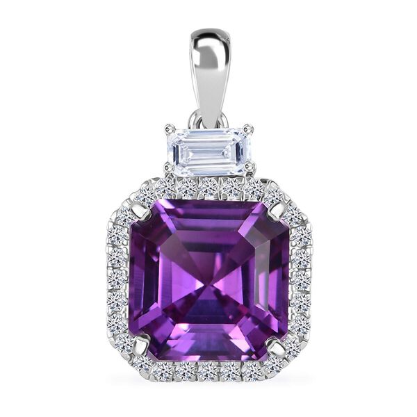 LUXURIANT DIAMOND- zertifiziert und geprüft AAA Labor Lila Saphir und Labor Diamant Anhänger in 417 Weißgold - 6 ct. image number 0