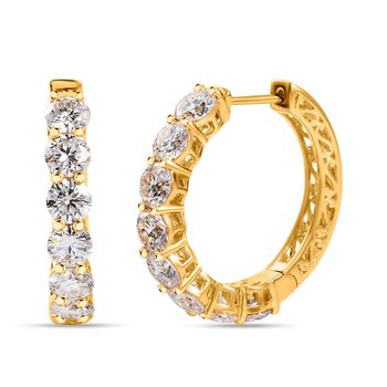 Moissanit Ohrringe, 925 Silber Gelbgold Vermeil, ca. 7.02 ct