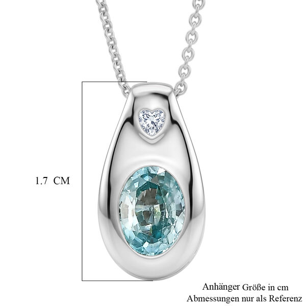 D'Joy blauer und wei&szlig;er Zirkon Anh&auml;nger mit 50cm Kette - 1,98 ct. image number 7