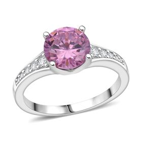 LUSTRO STELLA - Rosa Zirkonia, Weißer Zirkonia Ring 925 Silber rhodiniert (Größe 21.00)