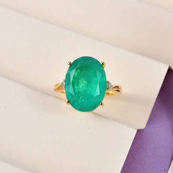 Smaragd Quarz Triplett und Zirkon Ring - 10,60 ct. image number 2