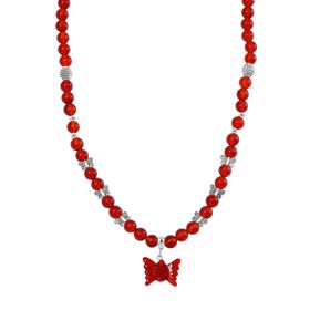 Rote Achat-Halskette, 45 cm - 235 ct.