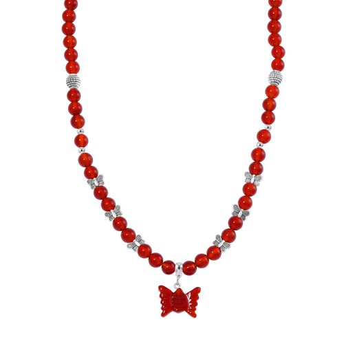 Rote Achat-Halskette, 45 cm - 235 ct. image number 0