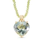 D'Joy AA Prasiolith, Peridot Schmuckset ca. 50 cm 925 Silber 750 Gelbgold Vermeil ca. 31.30 ct