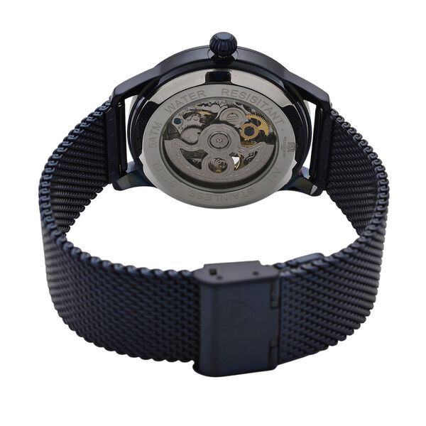 WILLIAM HUNT Armbanduhr, 21,59cm, SEIKO Automatik, Saphirglas, 5 ATM, IP-blau image number 6