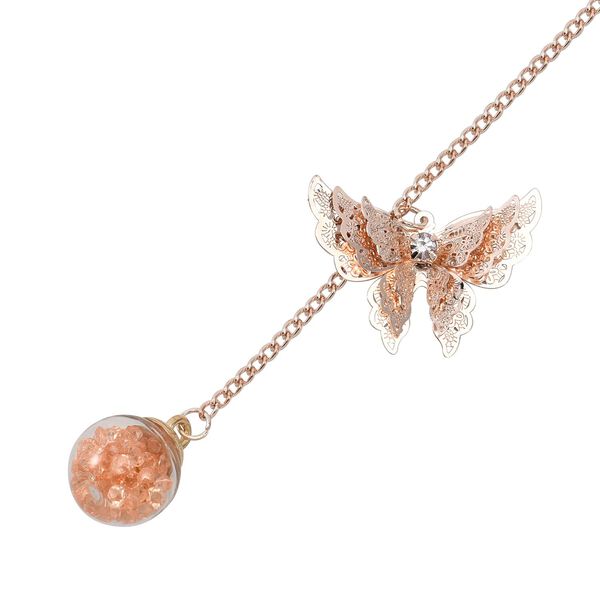 Metallfeder-Lesezeichen mit 3D-Schmetterling und ewigem Blumen-Glaskugel, ros&eacute;farben mit Rosa Kristalle image number 5