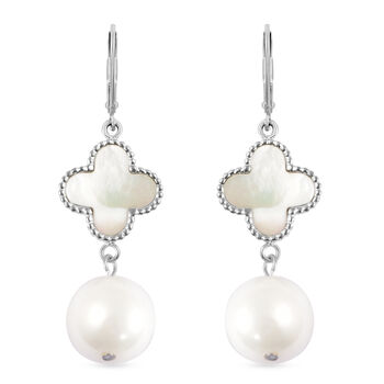 Muschelkernperle und Perlmutt-Ohrringe, Edelstahl