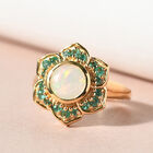 Natürlicher, äthiopischer Opal und Smaragd floraler Ring in Silber image number 1