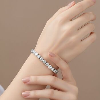 Wei&szlig;er Zirkonia Armband ca. 19 cm Nickelfreies Messing, Silberfarben