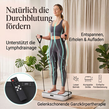 LIVMORE Vibrationsplatte Trainingsger&auml;t mit Fernbedienung, LED Display, Wei&szlig;