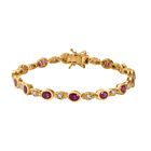 Afrikanischer Rubin (Fissure gefüllt), Weißer Zirkon Armband ca. 20 cm 925 Silber 750 Gelbgold Vermeil ca. 8.93 ct